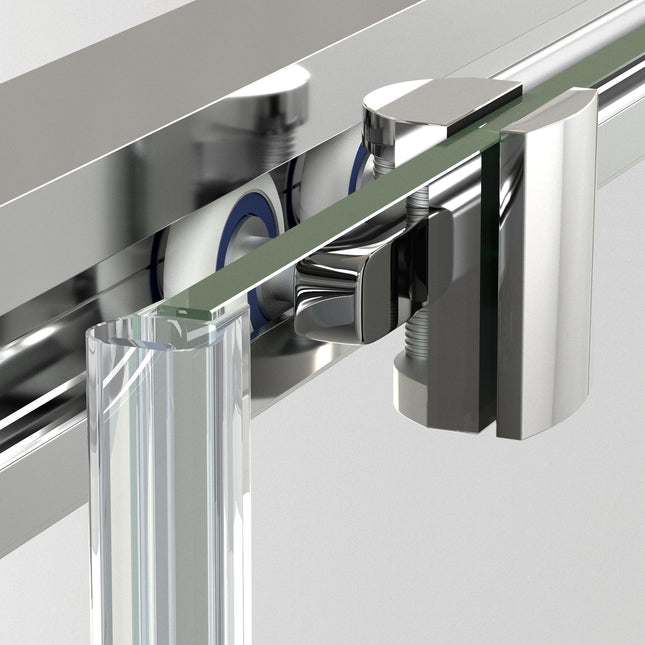 Mampara de ducha cuadrada con 2 fijas y 2 correderas | cromo | 3_BP