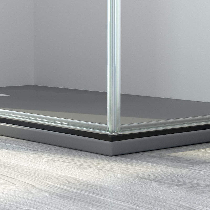 Mampara de ducha rectangular 2 fijos 2 correderas negro | 3_BP