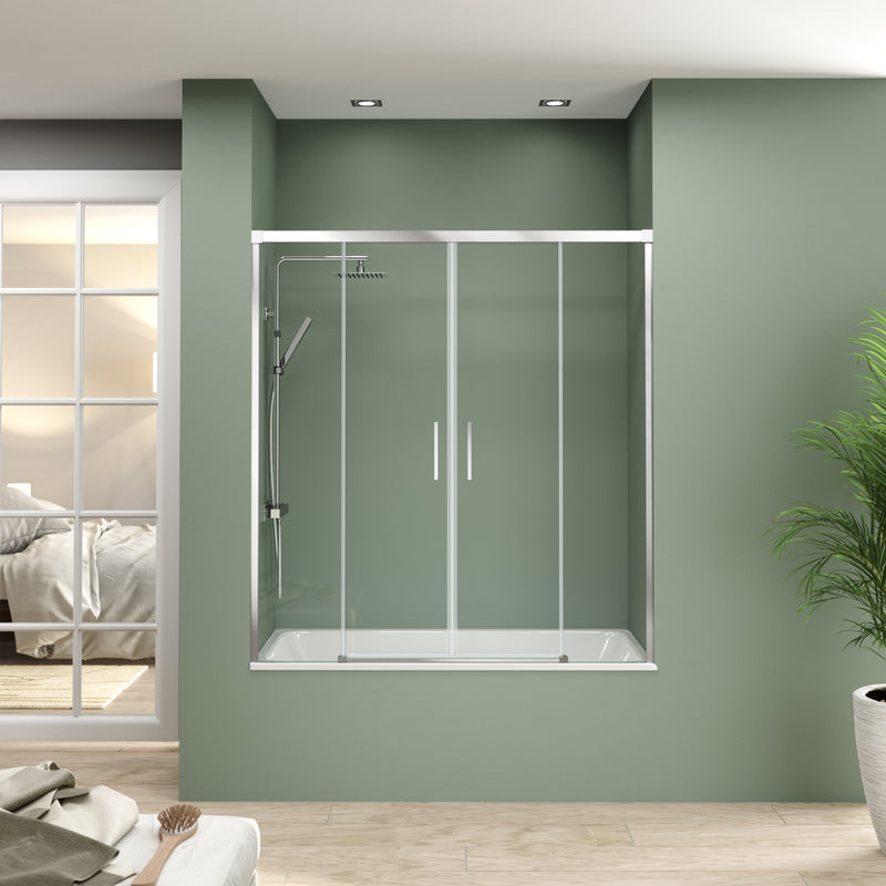 Mampara de bañera 2 fijas y 2 correderas acabado cromado | 3_BP