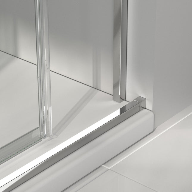 Mampara de ducha frontal con hoja fija y corredera cromado | 3_BP