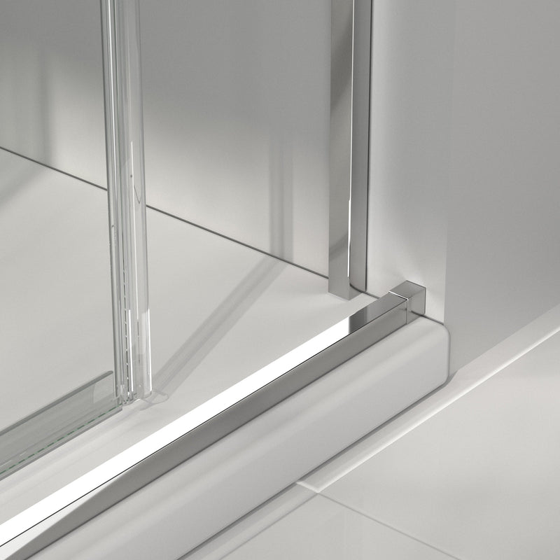 Mampara de ducha frontal con hoja fija y corredera cromado | 3_BP