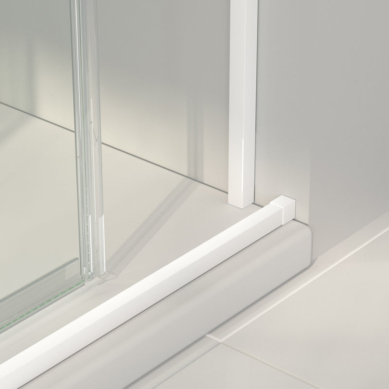 Mampara de ducha frontal con hoja fija y corredera | blanco | 3_BP