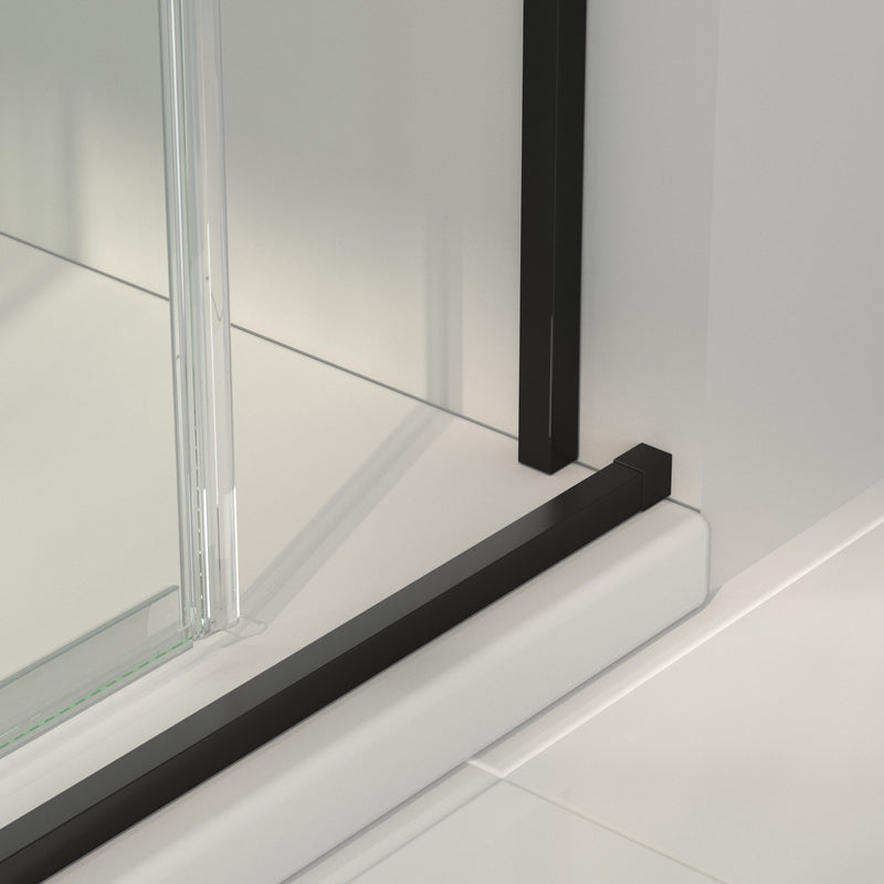 Mampara de ducha frontal negro mate con fijo y corredera | 3_BP