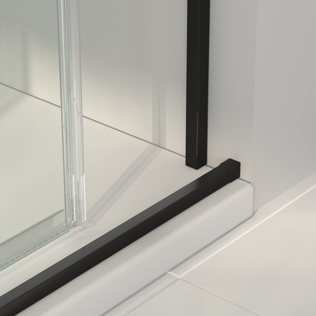 Mampara de bañera frontal negro mate 150 cm corredera | 3_BP