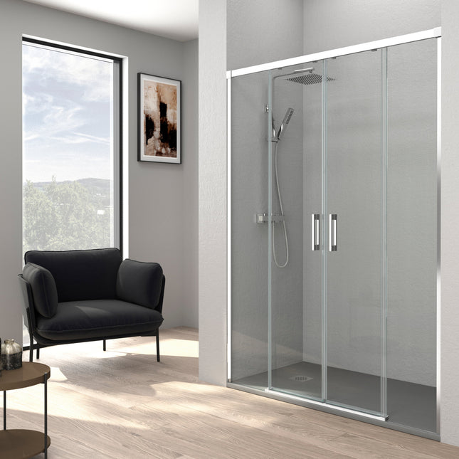 Mampara frontal de ducha 2 fijos y 2 correderas cromo | 3_BP