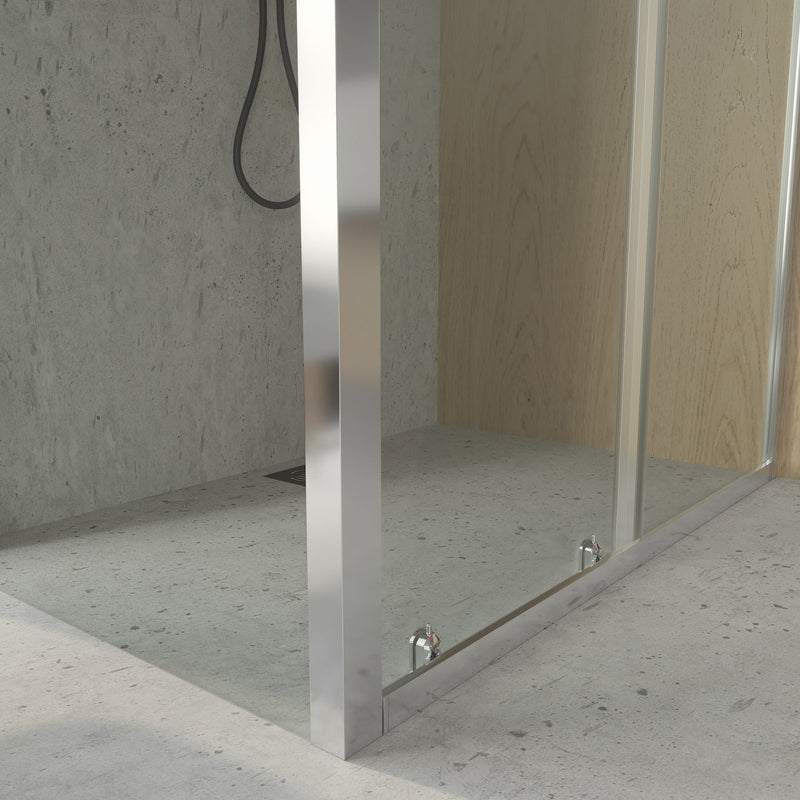 Mampara ducha lateral fija y frontal corredera cromo | 3_BP