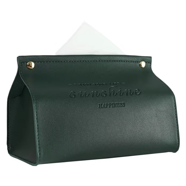 Flat mouth faux leather tissue box