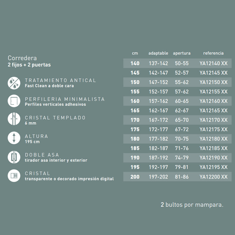 Mampara de ducha frontal negro mate para plato de ducha | 3_BP