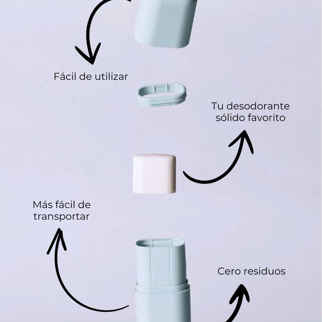 Aplicador reutilizable 3 desodorantes sólidos ecológicos