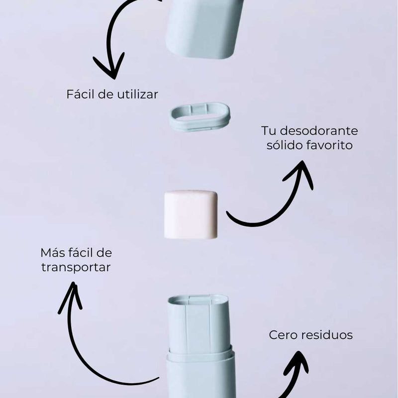 Aplicador reutilizable 3 desodorantes sólidos ecológicos