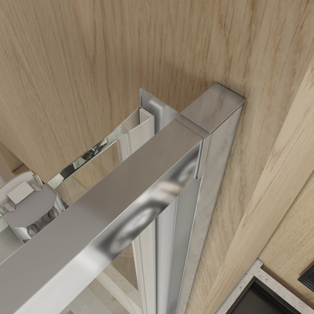 Mampara ducha 1 fijo 1 corredera cromo transparente moderno | 3_BP