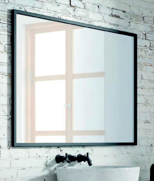 Espejo rectangular con marco negro mate para baño moderno | 1_ES