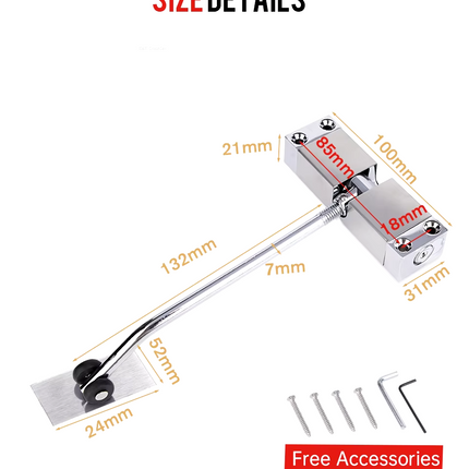 Dispositif de fermeture de porte automatique à ressort en acier inoxydable