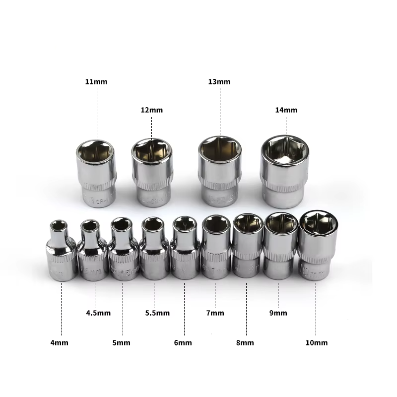 Juego de vasos para llave de impacto de 1/4" con 12 Puntas de 4 a 14mmLlaves de vasoHardware > Tool Accessories > Tool Sockets