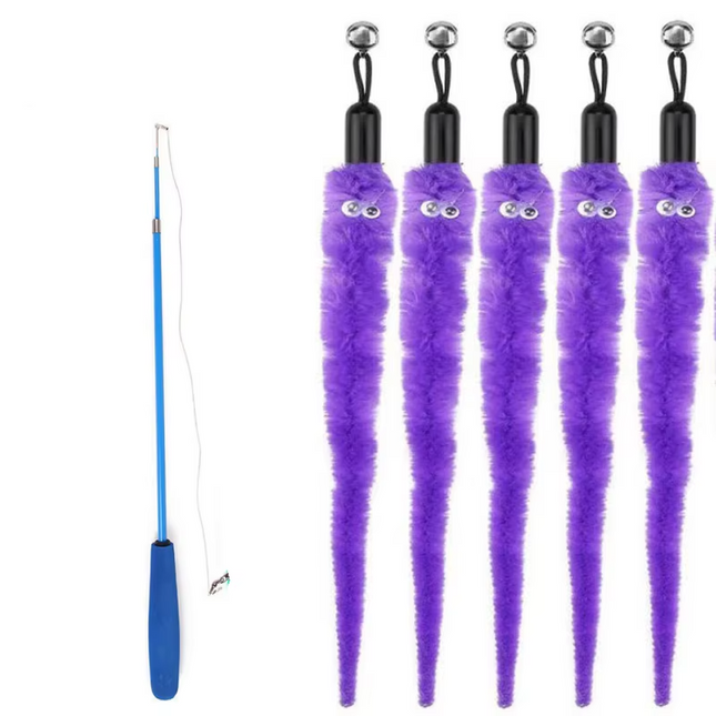 Telescopic wand with 5 pieces of colorful worm with bell