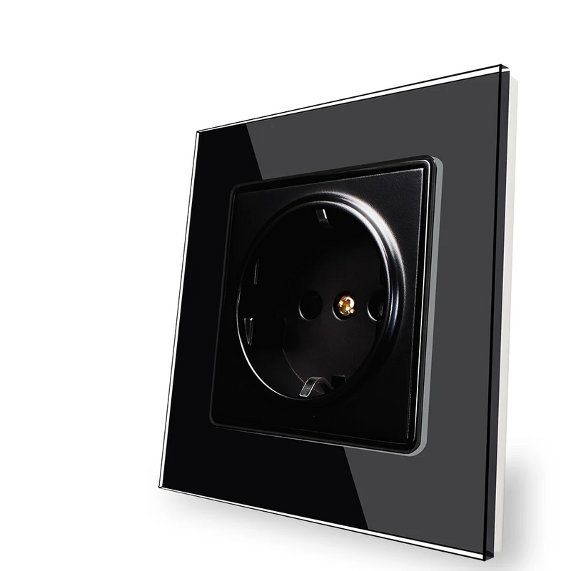 Enchufe con panel de cristal templado estándar EU Serie D1 en 3 coloresEnchufesHardware > Power & Electrical Supplies > Power Outlets & Sockets > Wall Outlets