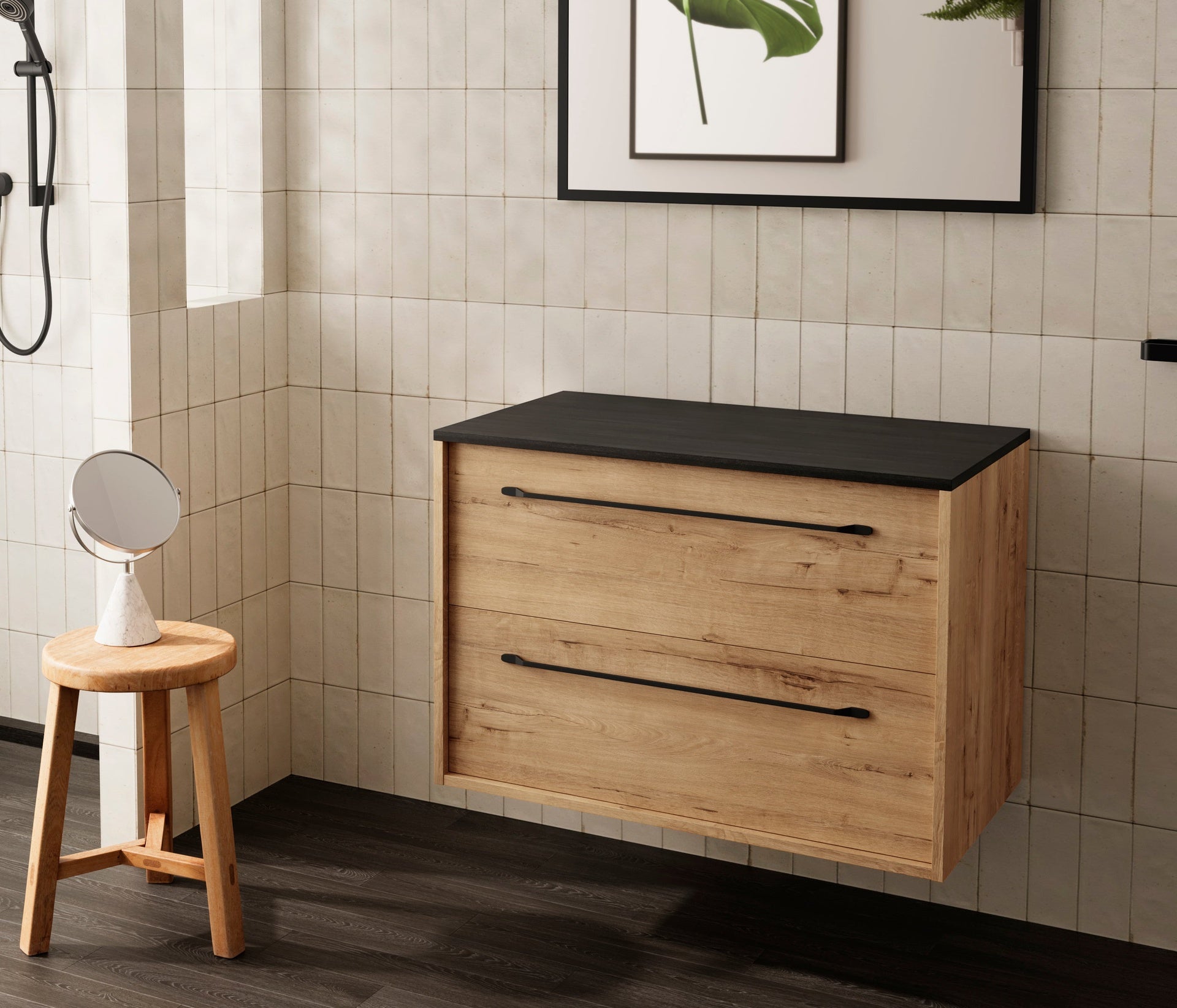 Mueble de baño sin lavabo con encimera roble ostippo ebony | 1_ES