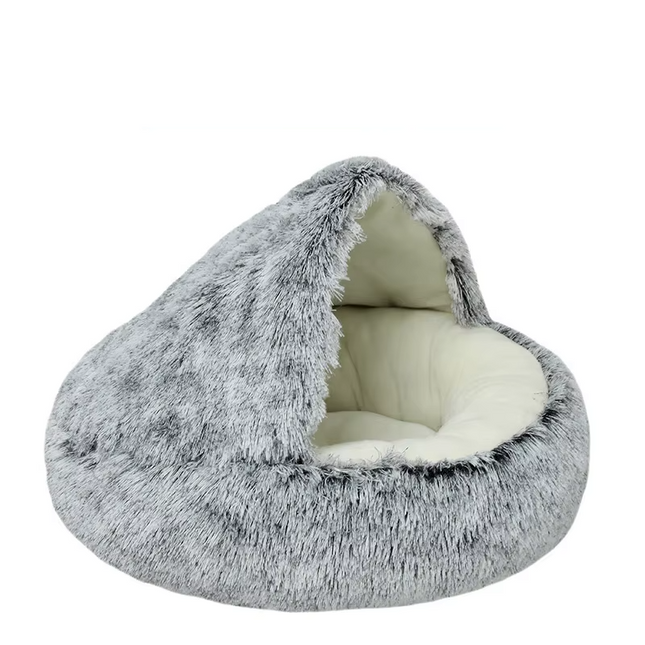 Cama tipo bolsillo de felpa larga de invierno para gatos