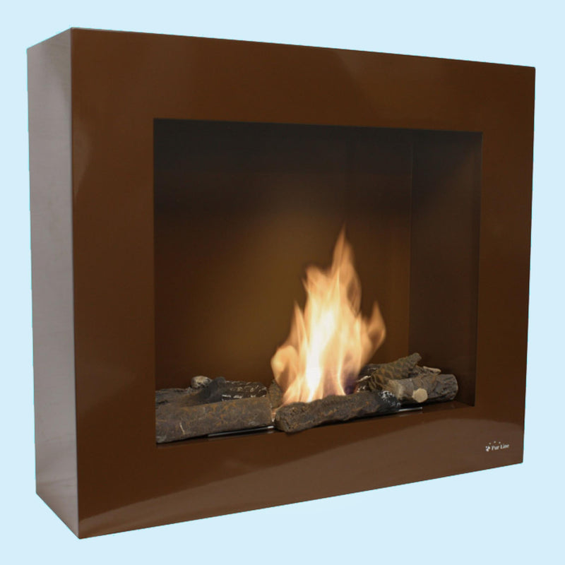 Chimenea de etanol marrón con kit de leños