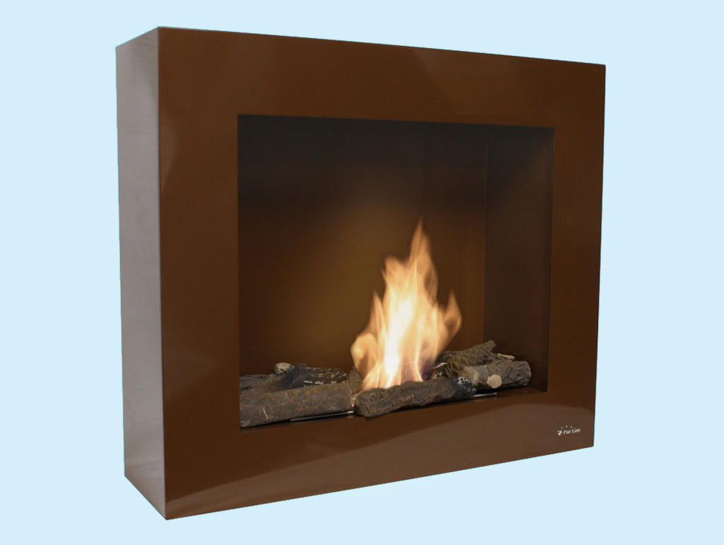 Chimenea de etanol marrón con kit de leños