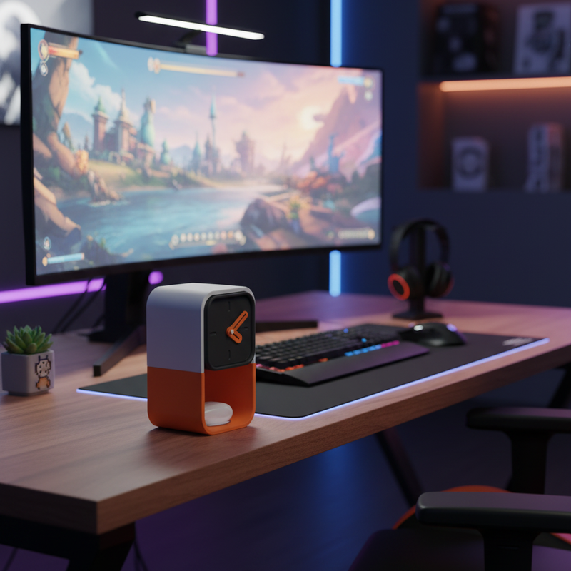 Reloj de Mesa Vertical Impreso en 3D: Diseño Moderno y Colorido con caja secreta trasera.RelojHome & Garden > Decor > Clocks > Desk & Shelf Clocks > Desk Clocks