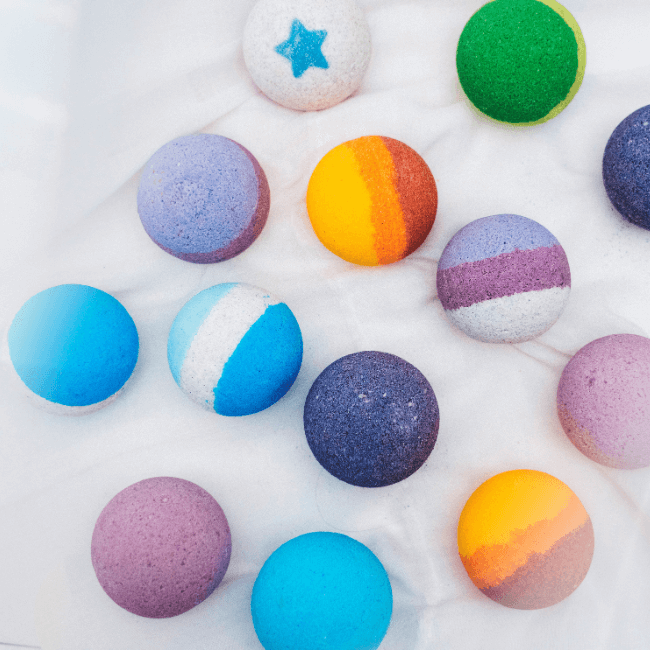 Bombas de baño espumosas con 9 colores y fragancias
