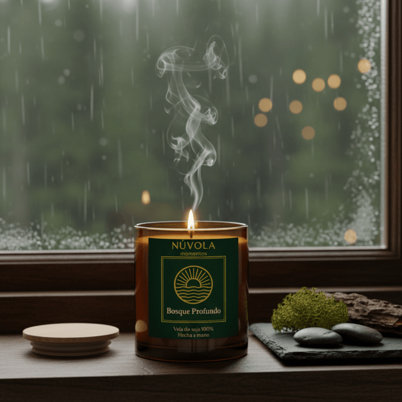 Vela reparadora de bosque profundo calma la mente en casa