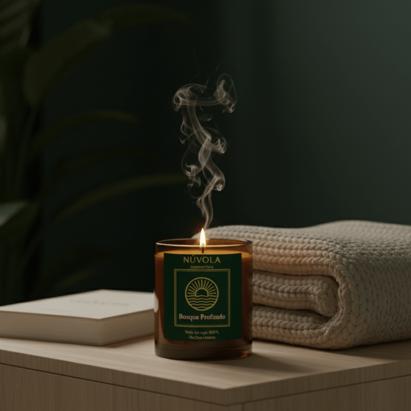 Vela reparadora de bosque profundo calma la mente en casa