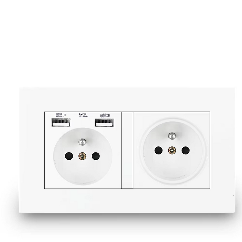 Enchufe + USB de pared estándar francés Serie A1EnchufesHardware > Power & Electrical Supplies > Power Outlets & Sockets > Wall Outlets