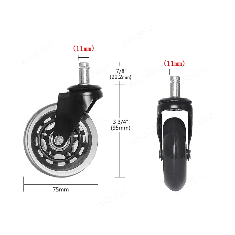 Set de 5 ruedas de goma para silla gaming y oficina, 3 pulgadasRuedasFurniture > Office Furniture Accessories > Office Chair Accessories