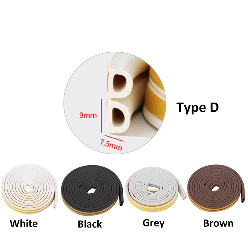 Tira de sellado de goma autoadhesiva tipo D para puertas y ventanas 6MBurletesHardware > Building Materials > Weather Stripping & Weatherization Supplies > Weatherstrip Seal