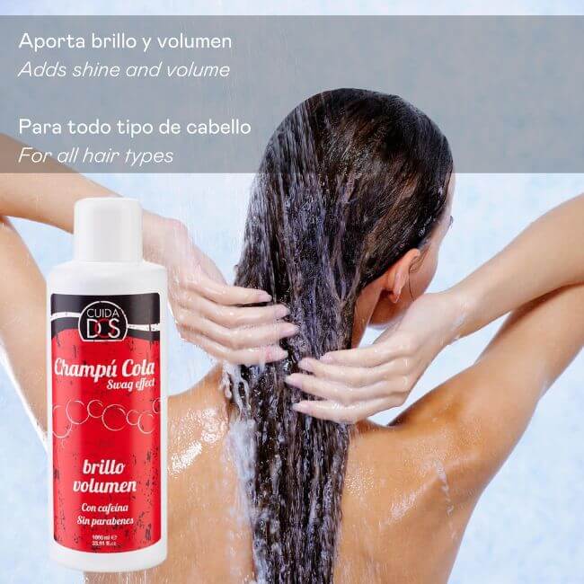 Champú cola swag cafeína brillo y volumen para cabello