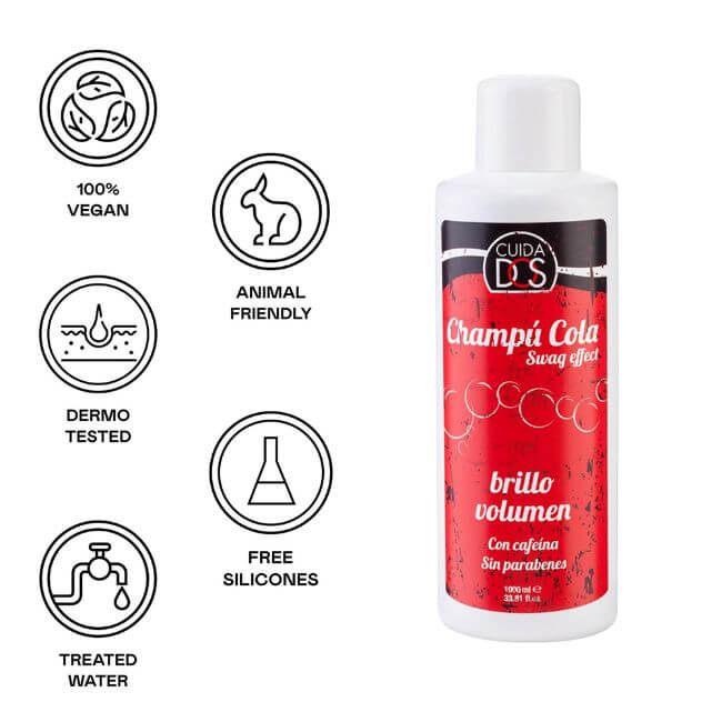 Champú cola swag cafeína brillo y volumen para cabello