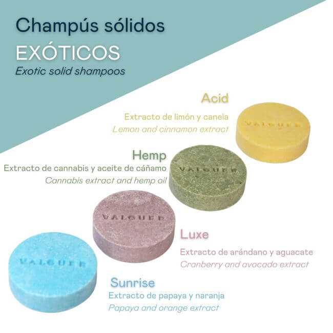 Champús sólidos exóticos 93 por ciento natural | pack de 4