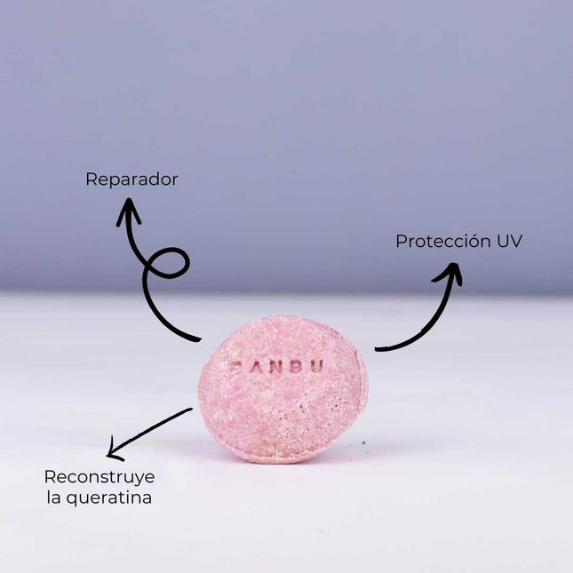 Champú sólido reparador protege el color para cabello dañado