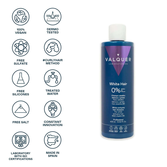 Champú para cabello blanco y gris sin sulfatos para brillo