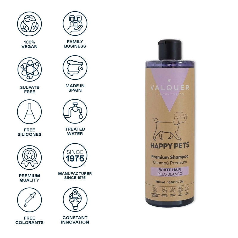 Champú premium para mascotas pelo blanco elimina amarillos