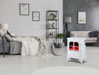 Chimenea Eléctrica de suelo, 2000W, estilo retro con patas, en acero lacado blanco