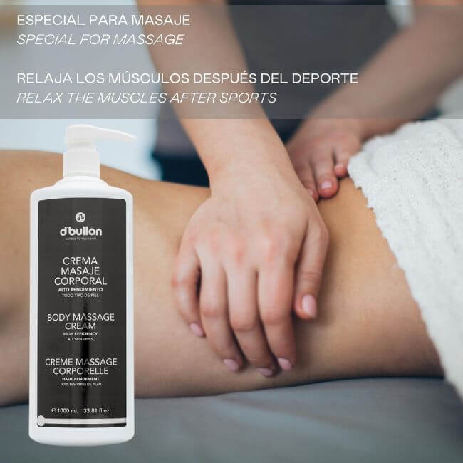 Crema masaje corporal para recuperación deportiva relajante