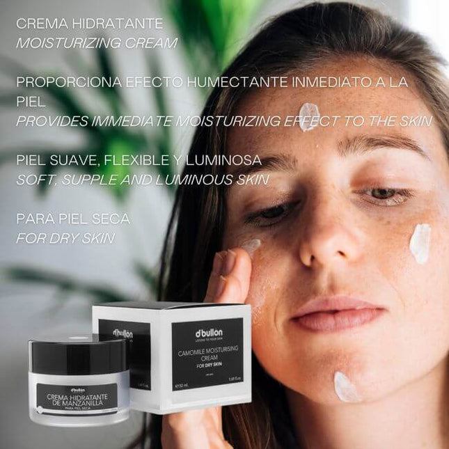 Crema facial de manzanilla hidratante para piel seca