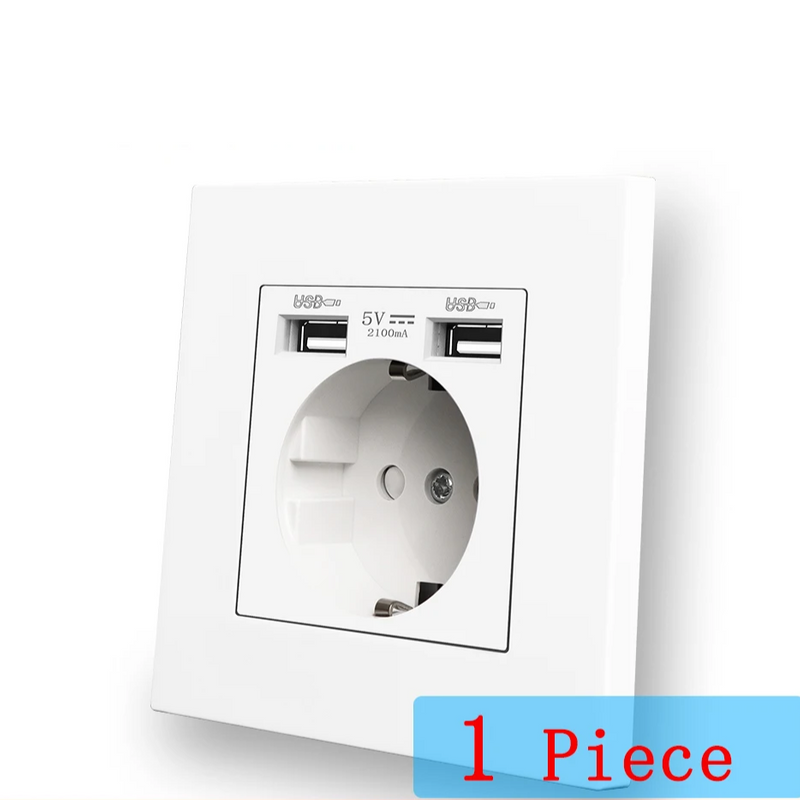 Enchufe de pared estándar UE con carga USB DualEnchufesHardware > Power & Electrical Supplies > Power Outlets & Sockets > Wall Outlets