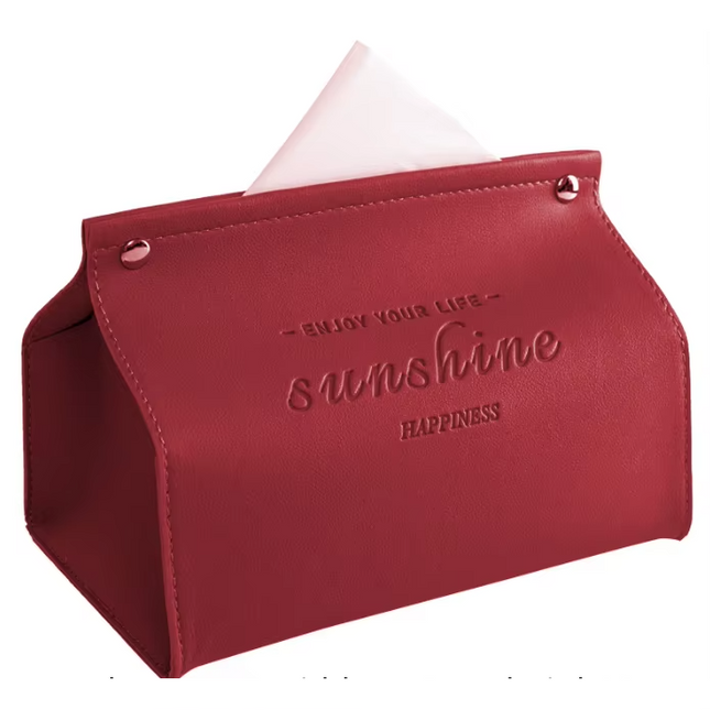 Flat mouth faux leather tissue box