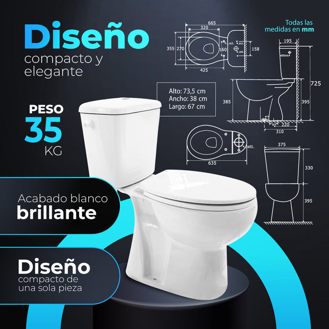 Inodoro económico con salida vertical de porcelana | blanco | 3_BP