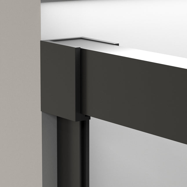 Mampara de bañera frontal negro mate 150 cm corredera | 3_BP