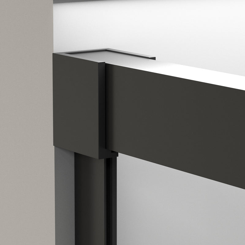 Mampara de ducha frontal negro mate para plato de ducha | 3_BP