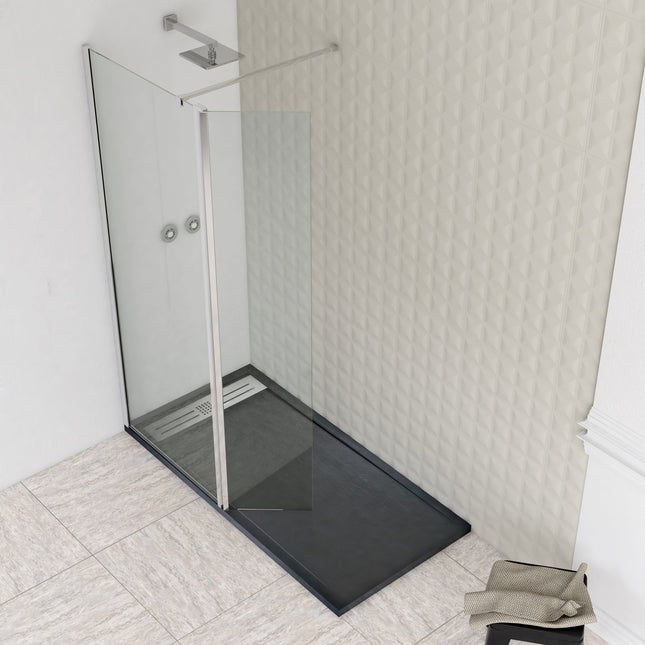 Mampara de ducha fija abatible cromada transparente antical | 3_BP