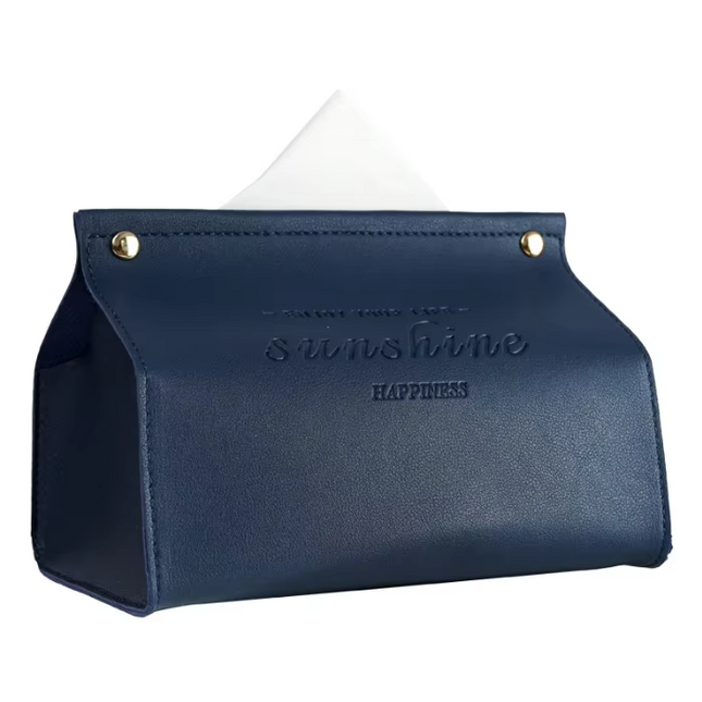 Flat mouth faux leather tissue box