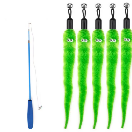 Telescopic wand with 5 pieces of colorful worm with bell