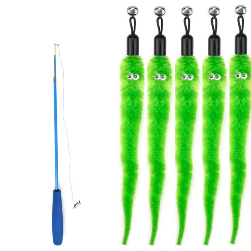 Varita telescópica con 5 piezas de gusano de colores con cascabelJuguetesAnimals & Pet Supplies > Pet Supplies > Cat Supplies > Cat Toys > Wands