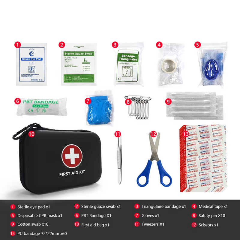 Kit de primeros auxilios portátil de 90 piezas para hogar y aventurasKit de emergenciasHealth & Beauty > Health Care > First Aid > First Aid Kits